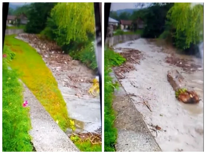 Momentele în care s-a produs viitura la Ciuruleasa. Foto: captura video Facebook