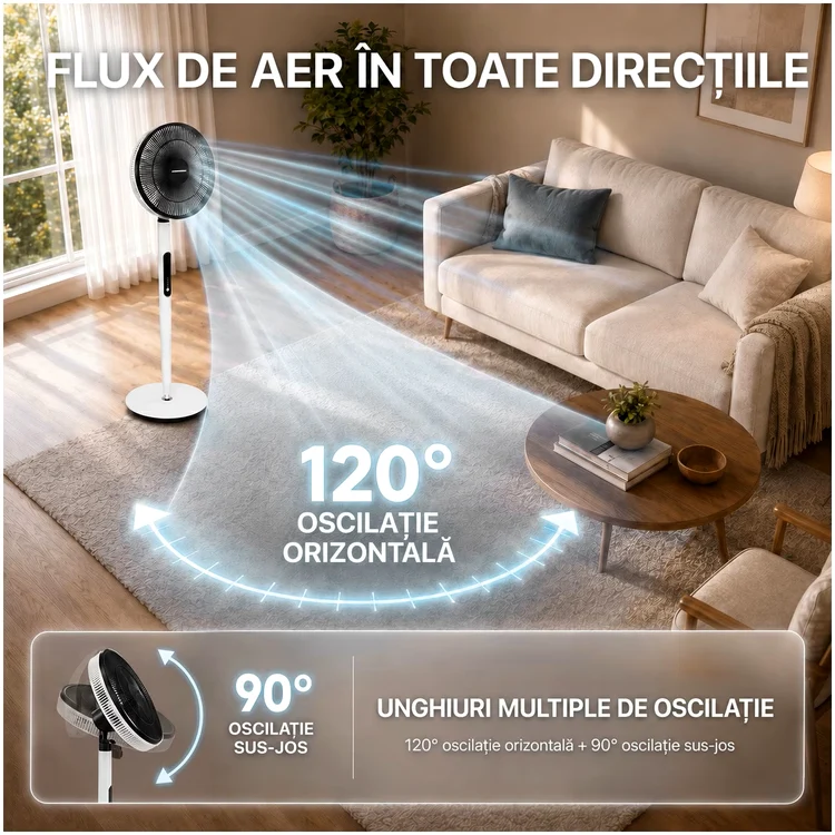 Heinner HMSF-9BK – cel mai bun ventilator cu picior modern din 2026 Foto eMAG