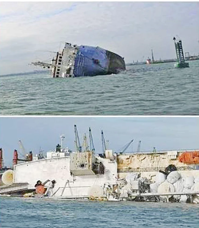 Nava Queen Hind s-a răsturnat în 24 noiembrie 2019 în Portul Midia