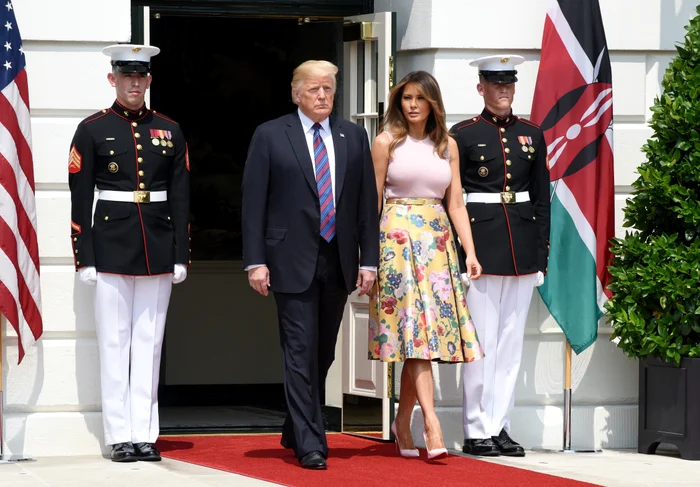 President Donald Trump and First Lady Melania Trump welcome KenyaâÂÂs President Uhuru Kenyatta and Mrs Margaret Kenyatta DC jpeg