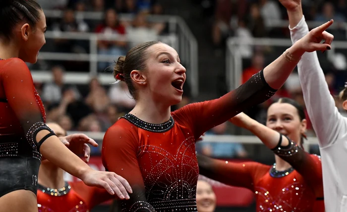 Ana Bărbosu i-a impresionat pe americani cu evoluțiile ei. Foto Facebook Stanford Women’s Gymnastics