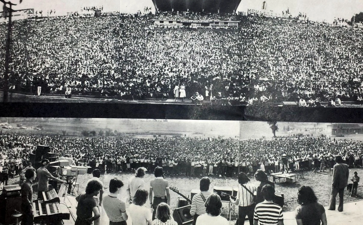 Cenaclul Flacăra umplea stadioane FOTO Albumul Cenaclul Flacăra 1983-Electrecord