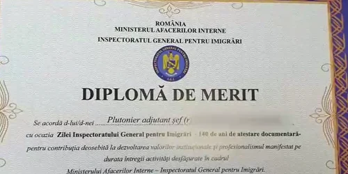 diploma de merit pentru un politist arestat