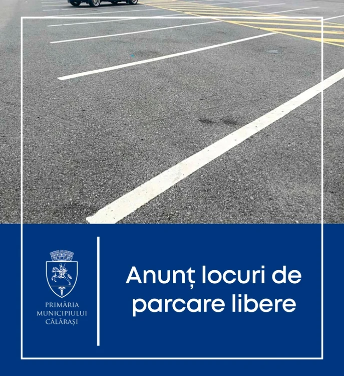 Locuri de parcare libere la Călăraşi FOTO Facebook/PMC
