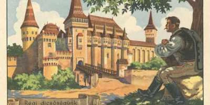 Castelul Corvinilor, după restaurarea din secolul XIX, într-o ilustrată maghiară.