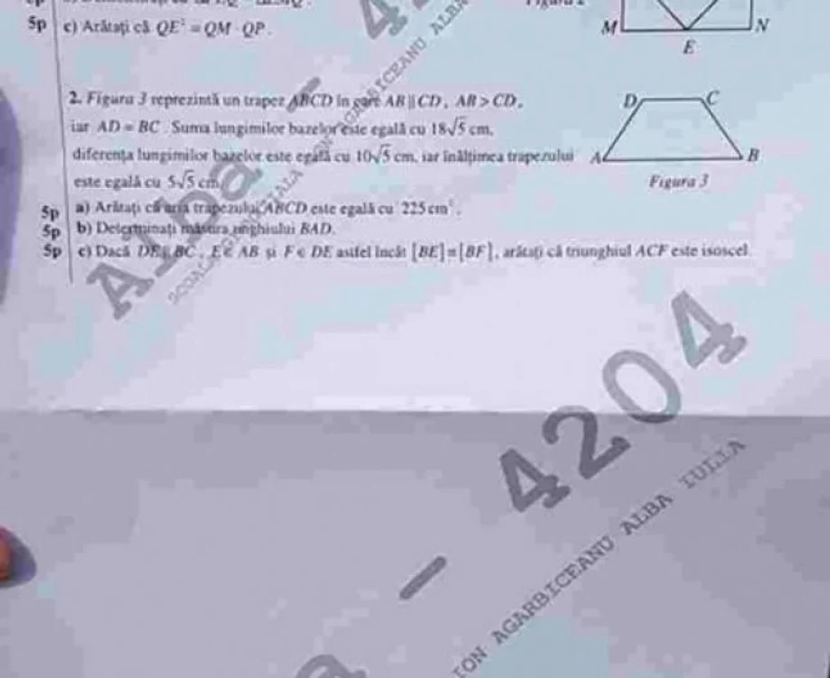 Subiecte Matematică simulare Evaluare națională 2019, clasa a VII-a