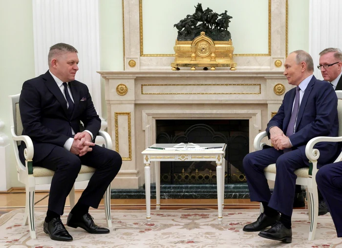 Premierul slovac Robert Fico și președintele rus Vladimir Putin la Kremlin FOTO PROFIMEDIA