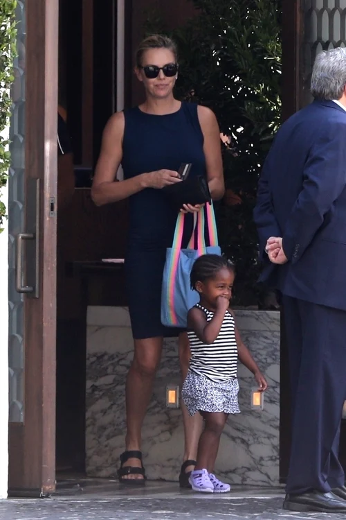 *EXCLUSIVE* Charlize Theron takes her kids to Cecconi's for lunch jpeg