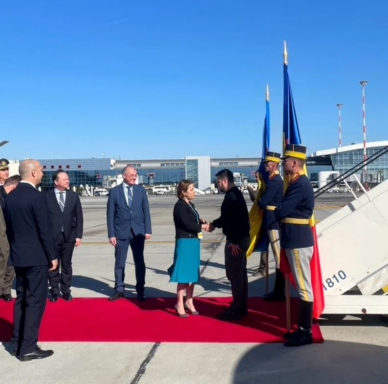 Volodimir Zelenski,a sosirea în România în 2023/ FOTO:X