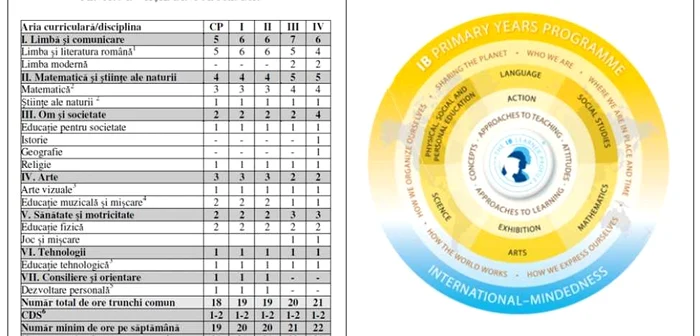 La "NOI" (planul-cadru de învăţământ...) şi la "EI" (arhitectura curriculară IBO/PYP)