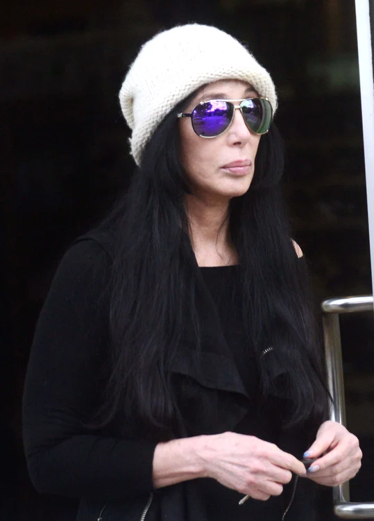 EXCLUSIVE: Singer/Actress Cher looking a lot younger then her 69 years although she turns 70 in a few weeks is spotted while out and abut in Brentwood, Ca jpeg