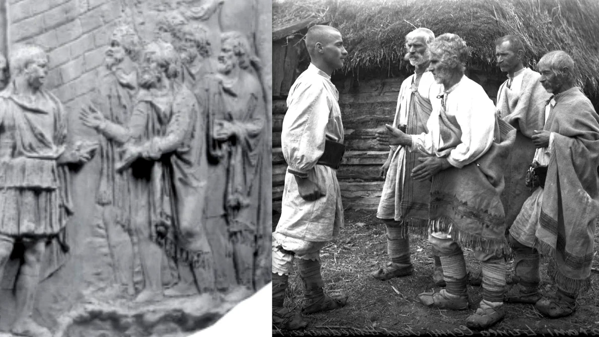 Scena de pe Columnă și fotografia lui Denis Galloway, Sursa Radu Vulpe, Muzeul Etnografic al Transilvaniei jpg
