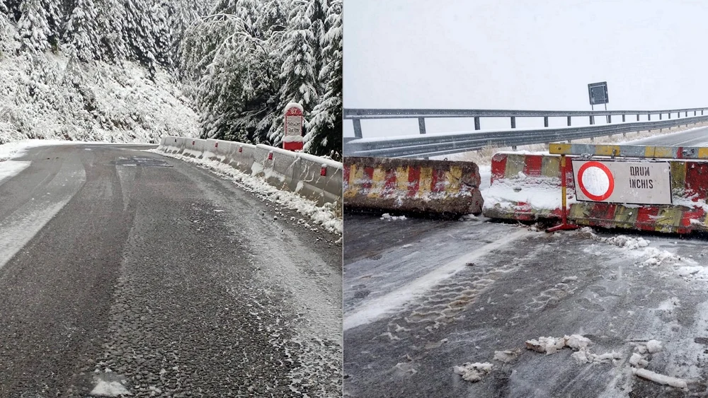Iarna a coborât mai devreme în Munții Parâng. Șoselele spectaculoase au devenit tot mai riscante pentru șoferi