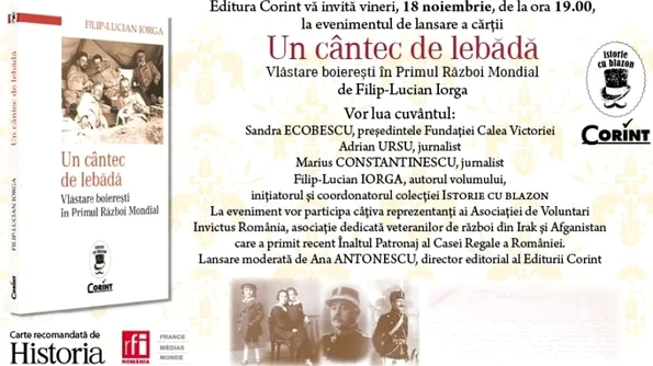 Lansare „Un cântec de lebădă Vlăstare boierești în Primul Război Mondial” jpeg