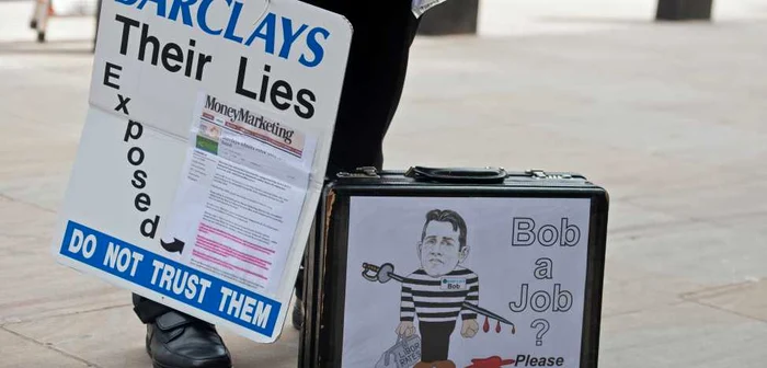 Britanicii protestează deja ca reacție la scandalul legat de manipularea LIBOR FOTO: Mediafax