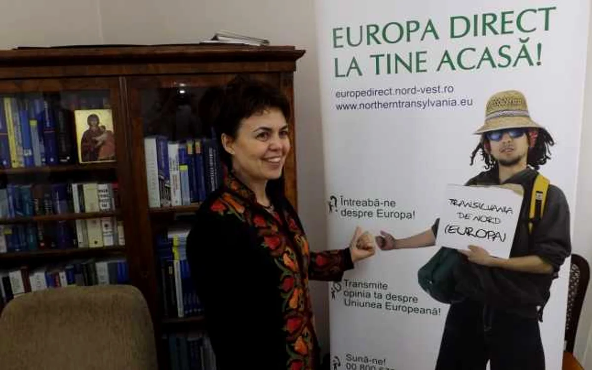 Şefa Reprezentanţei Comisiei Europene în România, Angela Cristea, la Facultatea de Studii Europene din Cluj. FOTO: Remus Florescu