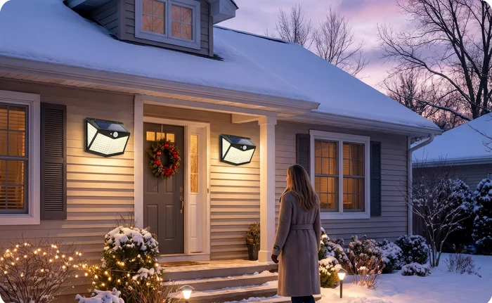 Lămpi solare de exterior SeveShop® 212 LED cu reflector de lumină la intrare în casă Sursă eMAG jpg