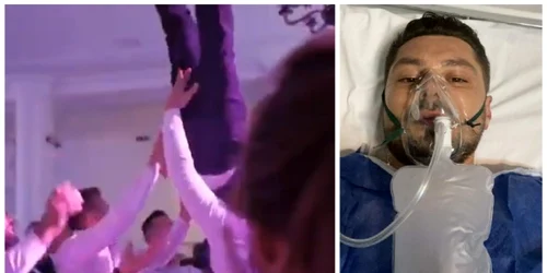 un tanar mire a ajuns la spital de la propria petrecere de nunta dupa ce a fost scapat din mâini de amicii care îl aruncau in sus