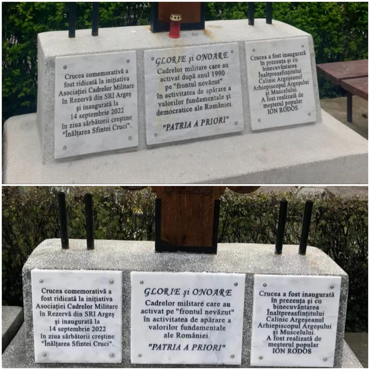 Înscrisul de pe placa memorială a fost modificat (SUS NOUA PLĂCUȚĂ) Foto: Alex Vlaicu