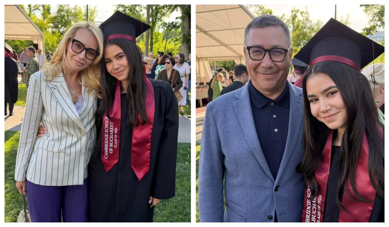 Daciana Sârbu și Victor Ponta au fost alături de fiica lor la absolvire / FOTO: Colaj social media