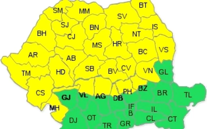 În nordul judeţului vor fi precipitaţii sub formă de ploaie, care în noaptea de joi spre vineri se vor transforma în lapoviţă şi ninsoare