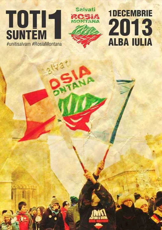 simpatizanţii Roşia Montană au pus pe facebook afisul protestelor de 1 Decembrie la Alba Iulia