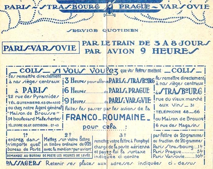 Reclamă cu traseele, pe care apare și cursa spre România FOTO Airline Timetable