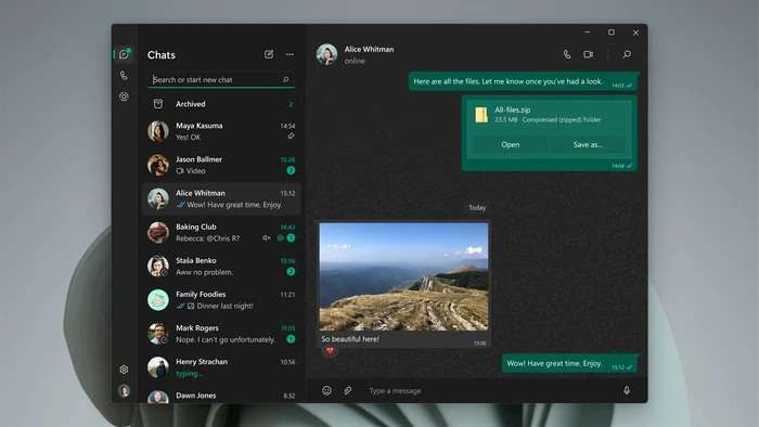 Aplicație Whatsapp pe PC cu Windows. FOTO Meta