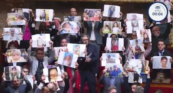 Deputații Partidului La France Insoumise au afișat imagini cu copii palestinieni uciși FOTO: X