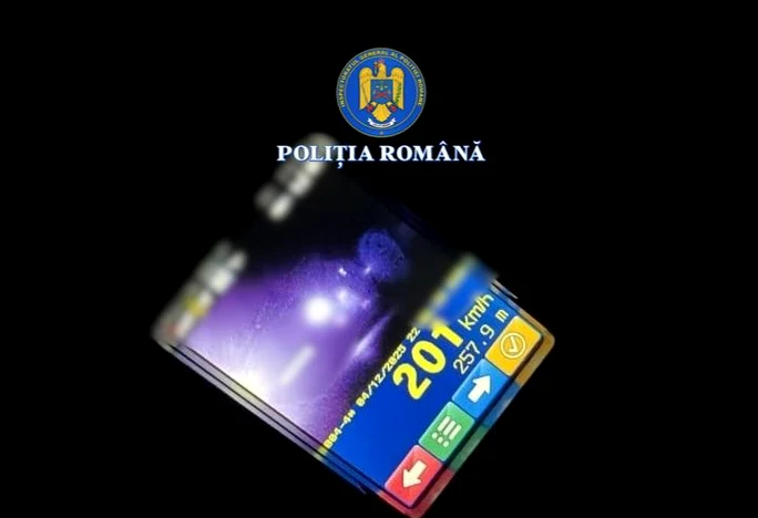 Șoferul a fost înregistrat cu 201 km/h FOTO: Brigada Autostrăzi