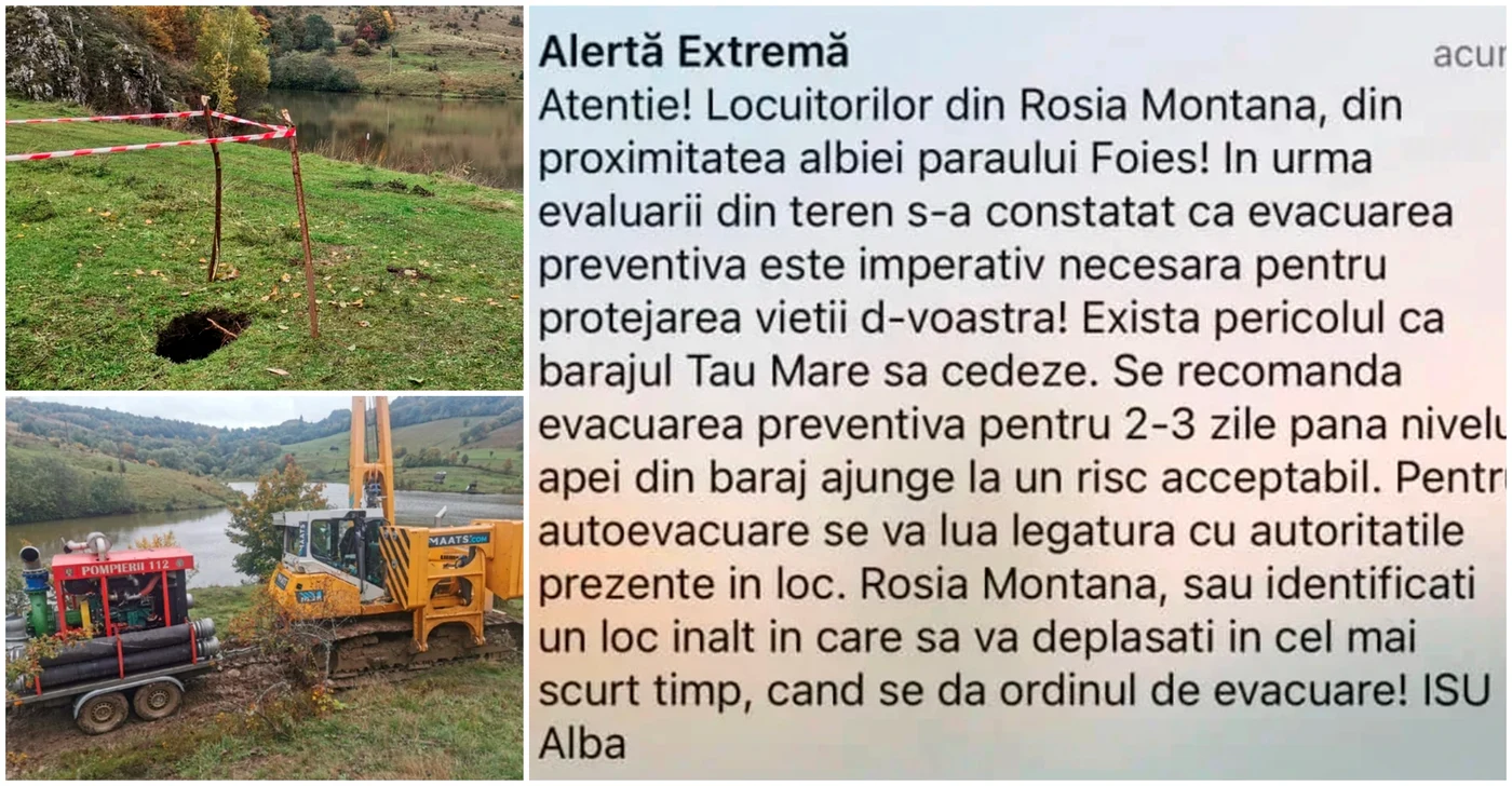 Mesaj de „alertă extremă” transmis la Roșia Montană FOTO ISU Alba