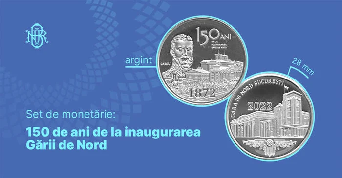 Set de monetărie pentru celebrarea a 150 de ani de la inaugurarea Gării de Nord FOTO BNR