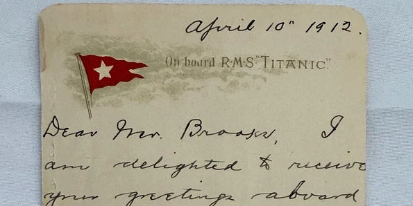 Scrisoarea „profetică” a unui pasager al Titanicului, vândută la licitație (© Henry Aldridge & Son Ltd)