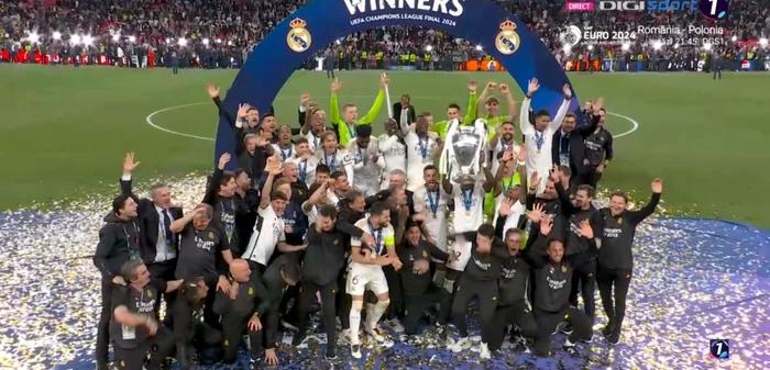 Bucuria Realului după o nouă victorie în Liga Campionilor. Captură TV