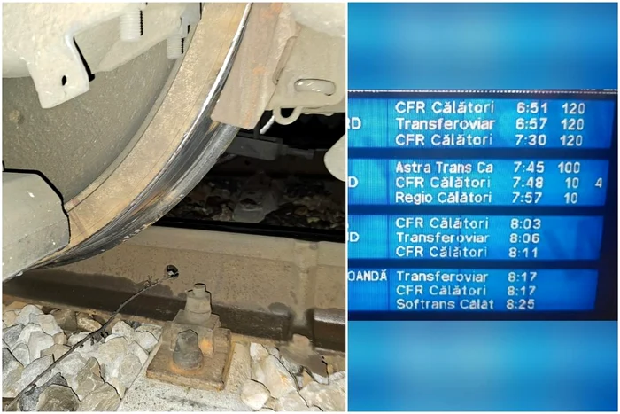 Locomotiva unui tren a deraiat Foto: observatornews.ro