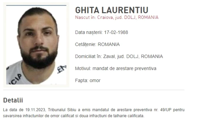 A fosr respinsă și contestația suspectului Laurențiu Ghiță FOTO Poliția Română