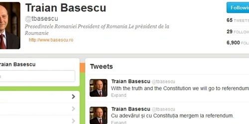 Contul de Twitter al preşedintelui Traian Băsescu