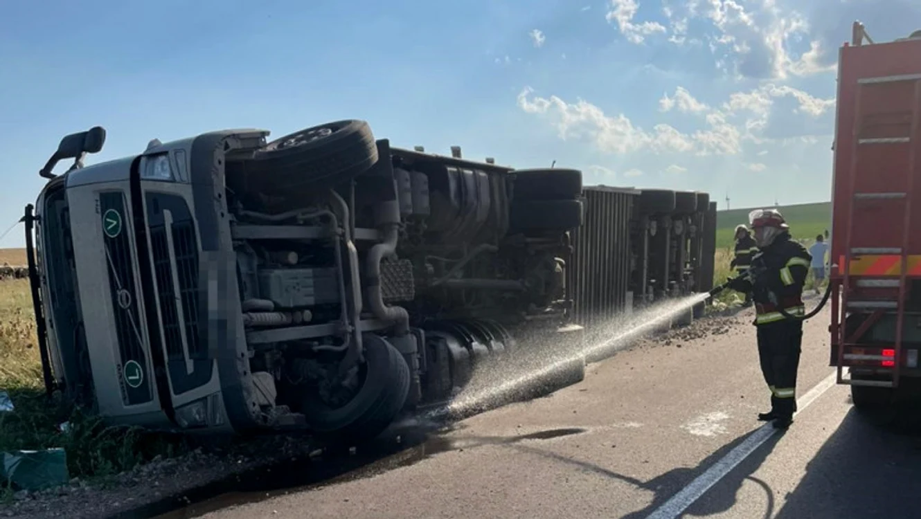 
    Un TIR cu 250 de oi s-a răsturnat. 100 de animale au muritFoto: ISU Tulcea  