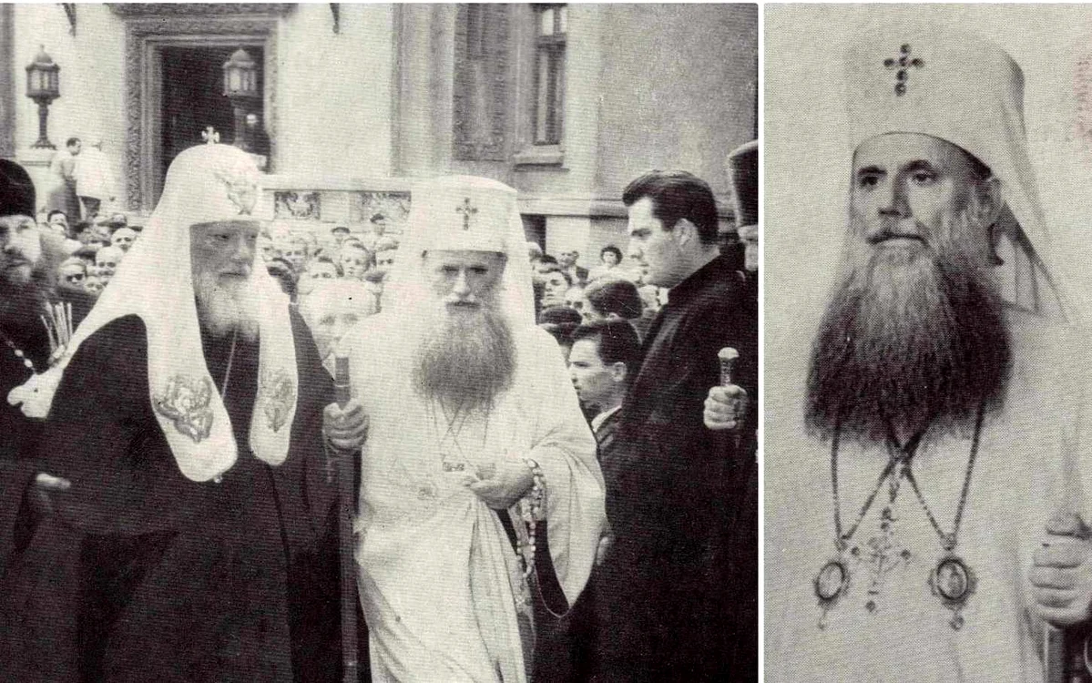 Justinian Marina (dreapta) și patriarhul Alexei al Bisericii Ortodoxe Ruse. 1962. Sursa: Wikipedia. 