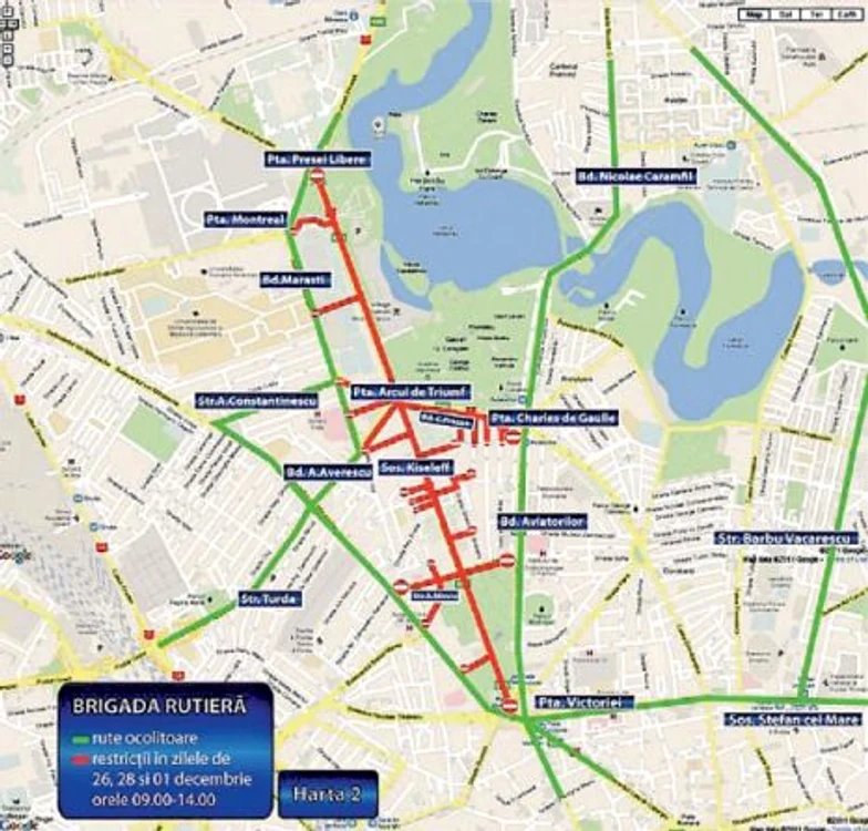 Harta restricţiilor de trafic în 1 Decembrie