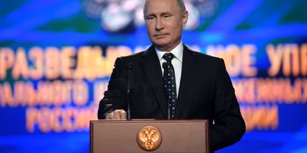 Vladimir Putin vorbind la un eveniment GRU FOTO EPA-EFE