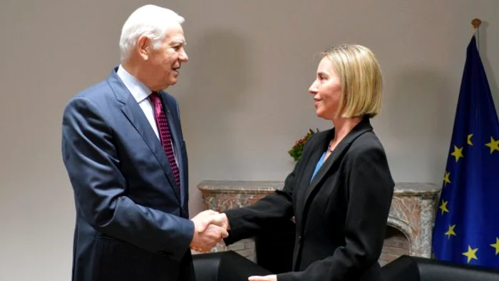 Ministrul român de externe, Teodor Meleşcanu şi şefa diplomaţiei europene,Federica Mogherini