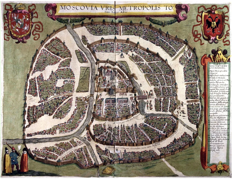 Hartă poloneză din 1610 înfățișând orașul Moscova (© Wikimedia Commons)