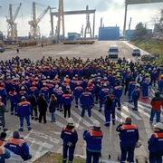 Protest la Șantierul Naval Damen Mangalia Sursa FOTO BNS jpg