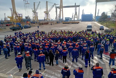 Protest la Șantierul Naval Damen Mangalia Sursa FOTO BNS jpg