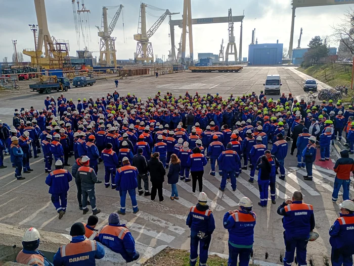 Protest la Șantierul naval Damen FOTO: BNS
