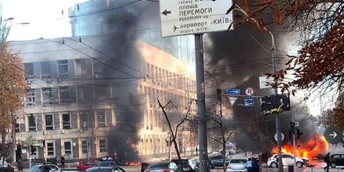 Atac cu rachete in Kiev FOTO Twitter @Olherd_the_wise