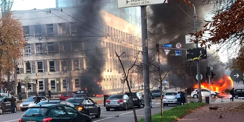 Atac cu rachete in Kiev FOTO Twitter @Olherd_the_wise