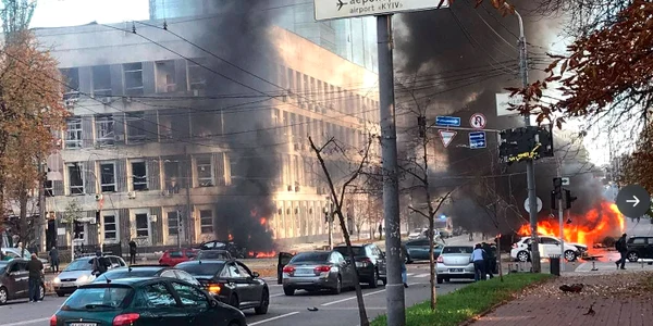 Atac cu rachete in Kiev FOTO Twitter @Olherd_the_wise
