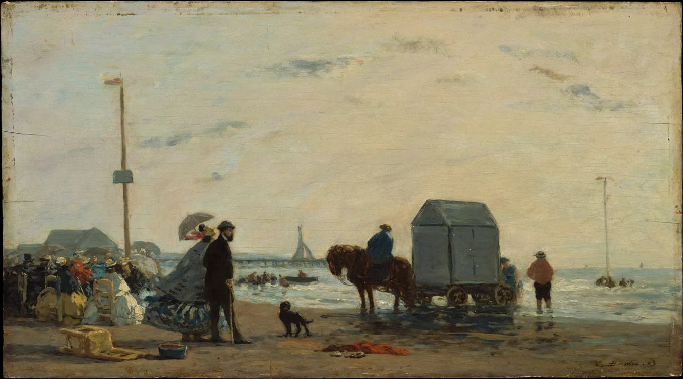 „Pe plaja din Trouville”. Pictură din 1863 de Eugène Boudin (© Metropolitan Museum of Art, New York)